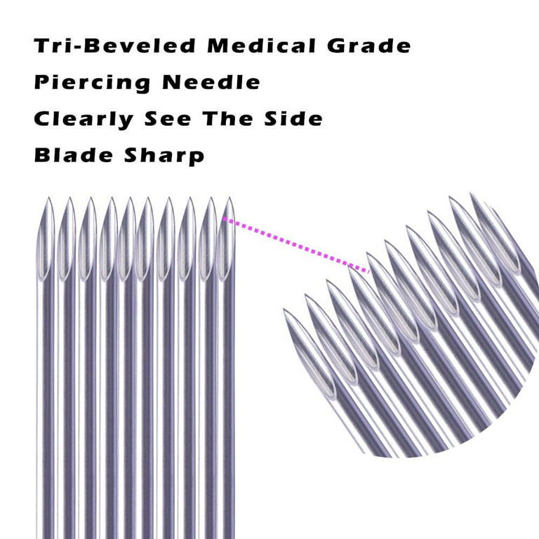2pcs. Tri-Beveled Medical Grade Sterilized Body Piercing Straight