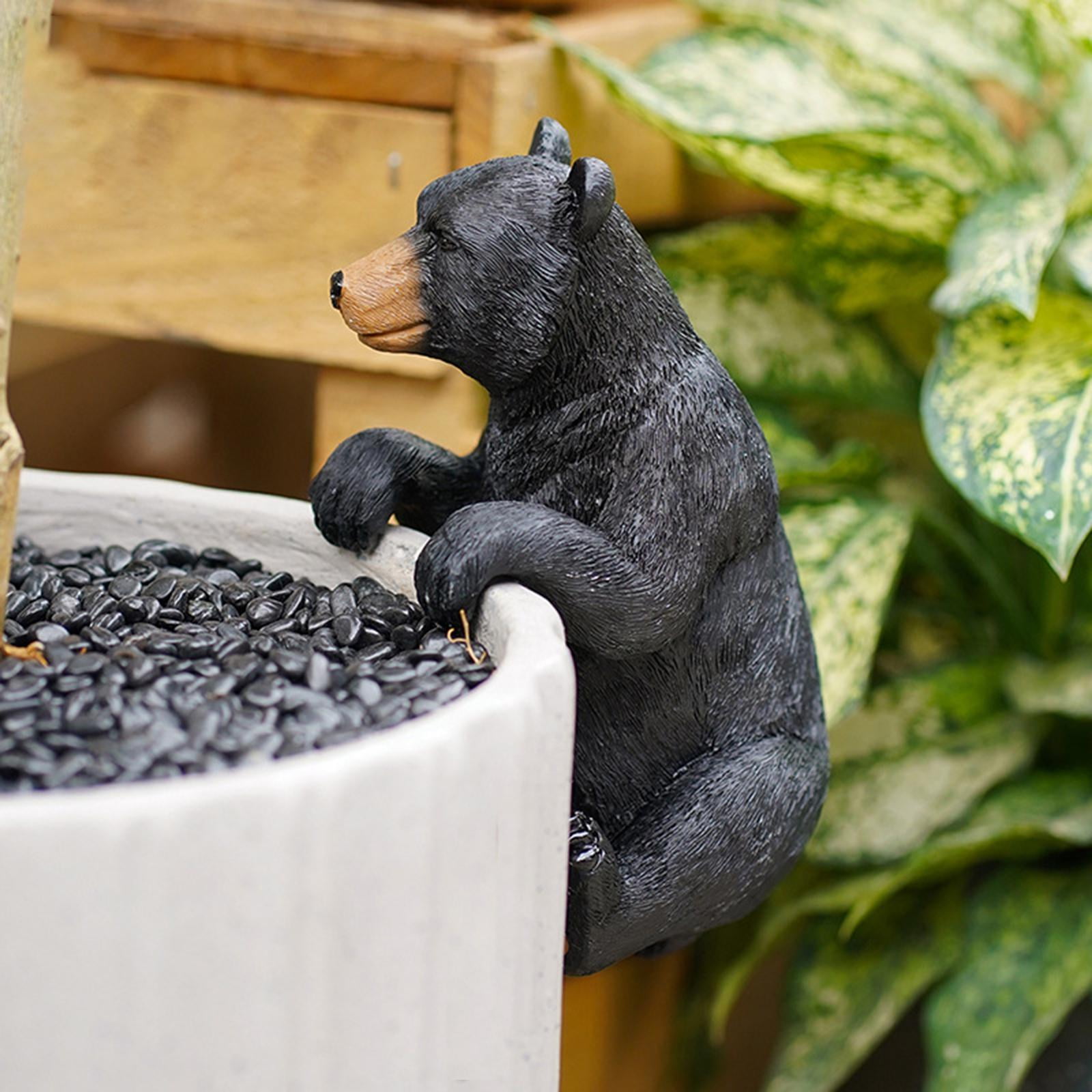 Garden Statue Plant Pot Huggers Figurine Sculpture Ornament Resin Animal Hanging for Lawn Patio Flower Pot Fence Decoration