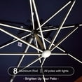 thumbnail image 2 of PURPLE LEAF 12 Feet Solar Powered LED Square Cantilever Umbrella With Base Patio Umbrellas Windproof Hanging Umbrella Outdoor Umbrellas Offset Umbrellas, Navy Blue, 2 of 11