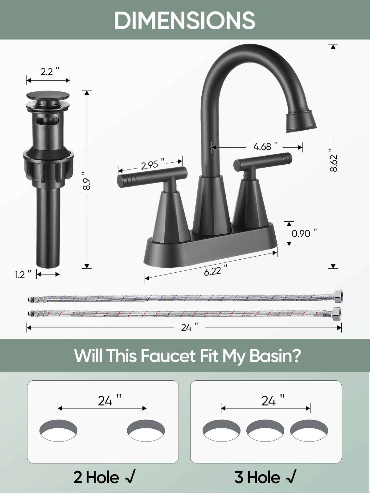 Heemli 4-Inch Centerset Bathroom Faucet with Pop-Up Drain photo 4