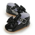thumbnail image 5 of XIMIN Baby Girls Mary Jane Flats Infant Non-Slip Bowknot Princess Wedding Dress Soft Sole Shoes Toddler PU Leather Baptism Fashion Shoes (12-18 Months, Black), 5 of 8