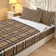 thumbnail image 3 of Manfei Vintage Plaid Themed Zipper Full Size Comforter Sets with Fitted Sheet and 2 Pillowcases,Retro Grid Zipper Bedding Set,Brown,Reversible,4pcs, 3 of 8