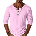 thumbnail image 3 of SGFCWSX Men's Cotton-Linen Blend Long-Sleeve Button-Up Top – Solid Color Casual Shirt Purple Size XL, 3 of 8