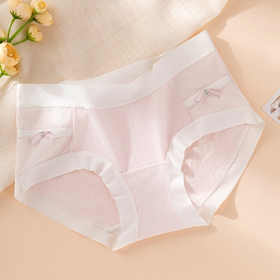 Gapacks Comfortable Pink Cotton Panties for Women - Size M, Soft Breathable Briefs with Bow, Seamless Everyday Underwear