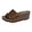 Brown, variant on Chunky Platform Slides for Women Rivets Leather Wedge Sandals Summer Slip on Beach Shoes Ladies Arch Support Sandal 7.5 Black
