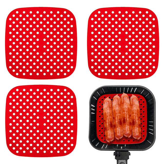Reusable Silicone Air Fryer Liners 3 Pack, Easy Clean Air Fryer Accessories, Non Stick, AirFryer Accessory