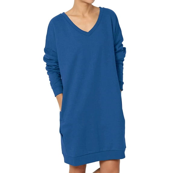 Haute Edition Women's Oversized Pullover Sweatshirt Dress