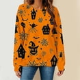thumbnail image 2 of SETOOFF Womens Loose Fit Long Sleeve Shirts, Crew Neck Halloween Pumpkin Bat Spider Print Pullover Sweatshirt Lightweight Tunic Tops Holiday Party Apparel for Dressy Casual Dailywear Fashion, 2 of 6
