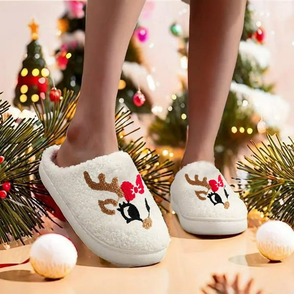Slippers Women Slippers For Women Indoor Christmas Slippers for Women and Men 2025 Plush Memory Foam Fluffy Slippers