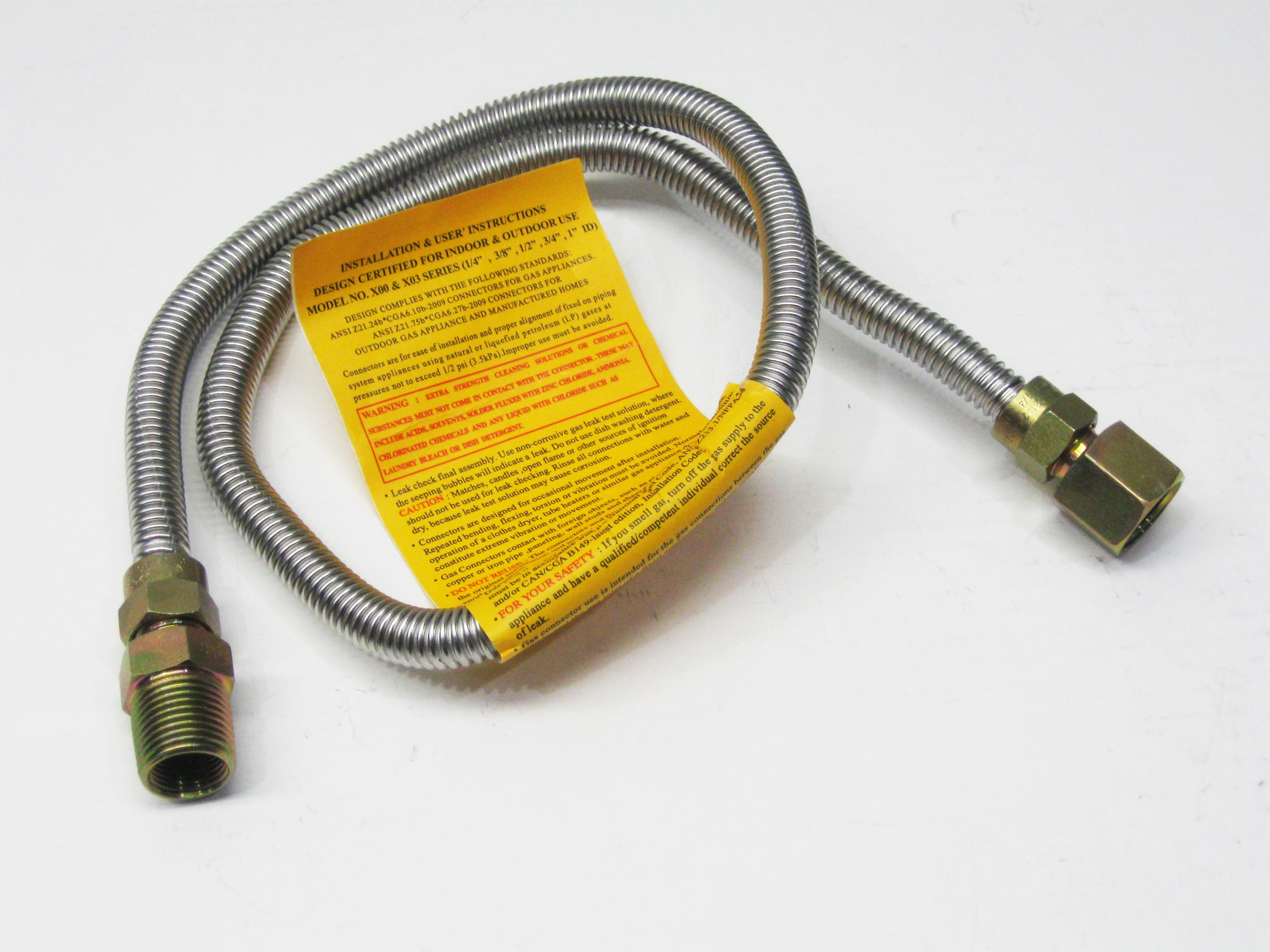 Stainless Steel Gas Connector With Fittings 36" 3' for Water Heaters