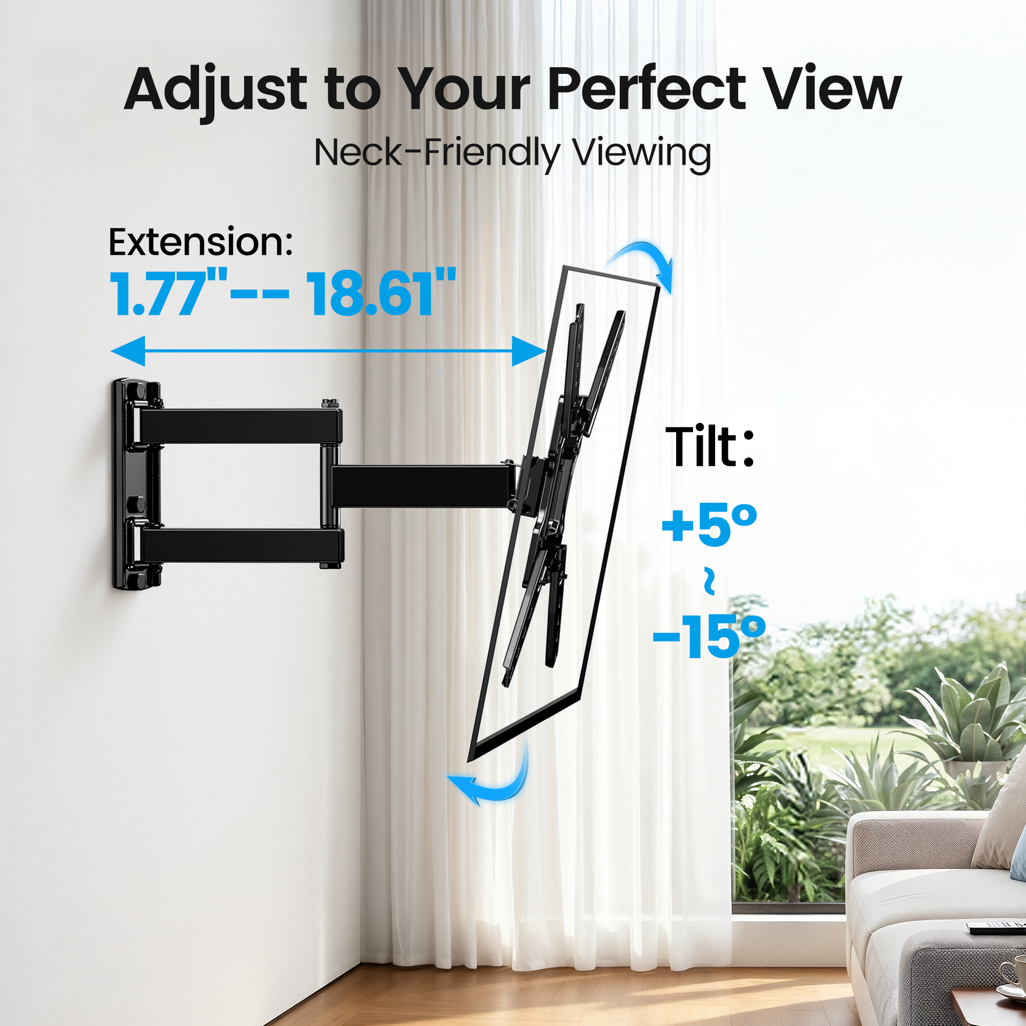 MountFTV Full Motion TV Wall Mount for 26–65 inch TVs photo 4