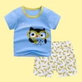 thumbnail image 2 of Baby Boys Outfits Clothes Top Shorts Sets Cotton Kid Boy's Clothing Set Toddler Boys Cartoon Print Pattern Short Sleeve Clothes Summer Two-piece Sute Light blue 4-5 Years, 2 of 3
