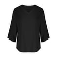 thumbnail image 5 of BSDJILFG 3/4 Length Sleeve Womens Tops New Trendy 2025 Flutter Sleeve V-Neck Loose Fit Casual Tunic Blouse, 5 of 8