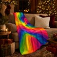 thumbnail image 3 of Abstract Rainbow Wave Spectrum Art, Dramatic Coastal Landscape Scene, Warm Flannel Blanket for Beach House and Living Room, Beach Lovers Housewarming Gift, Coastal Home Decor, 3 of 9