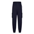 thumbnail image 3 of Autumn And Winter Mens Solid Color Work Pants Drawstring Leg Mouth Sticky Tape Pocket Casual Pants, 3 of 5
