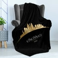 thumbnail image 4 of Cincinnati Soft Flannel Fleece Throw Blanket, Skyscrapers in Golden Yellow Hues Monumental Giant Exterior, Cozy Plush for Indoor and Outdoor Use, 50" x 70", Charcoal Grey Pale Brown, by Ambesonne, 4 of 5