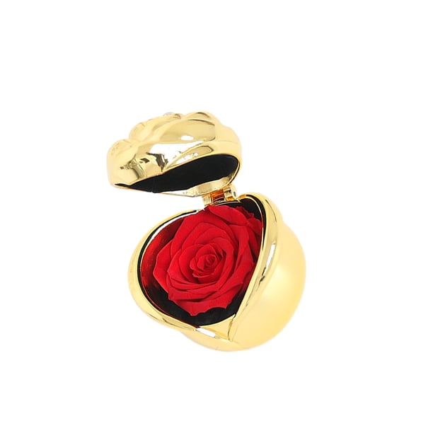 Yuarrent Compromiso de boda Romántico en forma de corazón Flor de rosa artificial Simulación de flores falsas Dormitorio Patio Decoración de Artesanía Caja de oro rojo