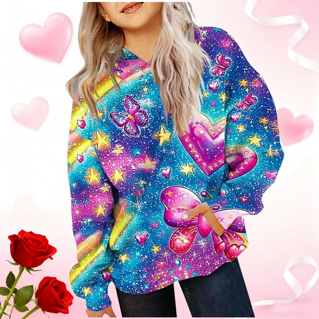 Cowsor Sweat à Capuche pour Enfants / Manches Longues Imprimé Col Rond / Tissu Extensible Doux / Tenue Décontractée Chaude pour École Quotidienne / Garçons Filles 2-14 Ans
