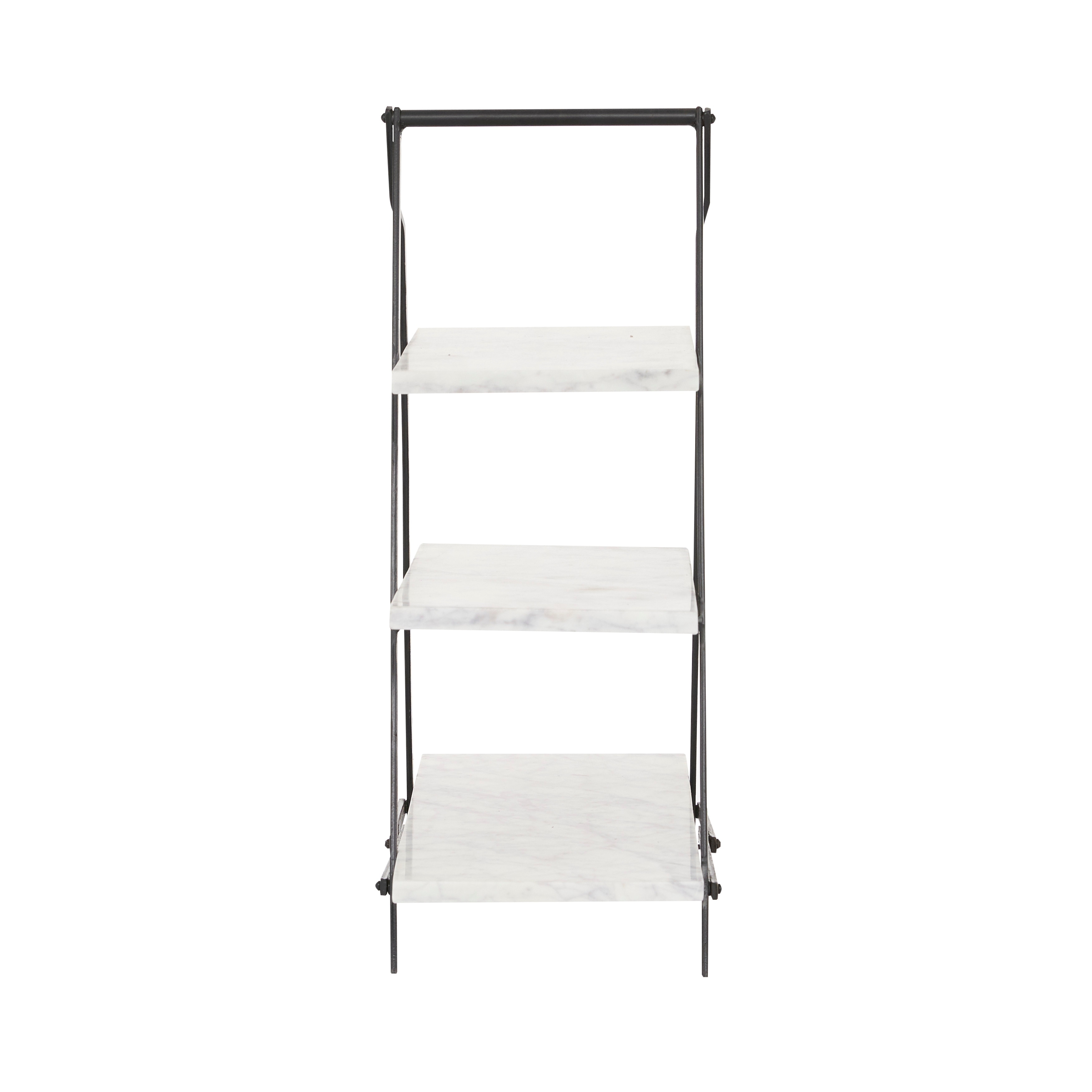 DecMode 20" x 23" White Marble 3 Tiered Server, 1-Piece