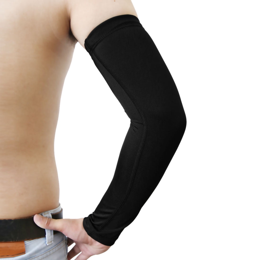 Unique Bargains Black L Size Anti Slip Outdoor Sport Skins Arm Sleeve Sun Protector