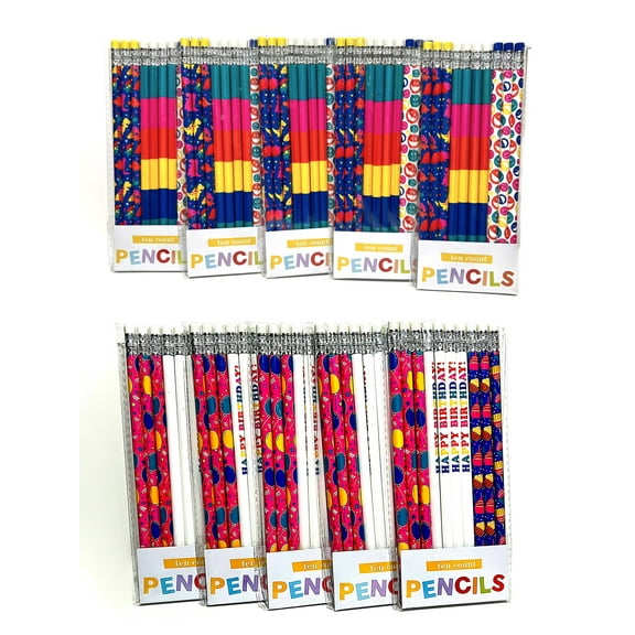 100ct. Birthday Pencils, Variety Party Pack