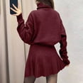 thumbnail image 6 of Karight Womens Skirt 2 Piece Sweater Set Long Sleeve Crewneck Sweaters Pleated Mini Skirt Knit Lounge Sets, 6 of 8