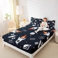 thumbnail image 4 of jejeloiu Cartoon Rocket Twin Sheet Sets,Galaxy Universe Twin Fitted Sheet,White Black Flat Sheet For Boys,Luxury Bedroom Decor,3 Pieces, 4 of 7