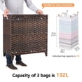 thumbnail image 4 of Cesto para la ropa sucia con 3 bolsas con forro extraíbles; Cesto para la ropa sucia de ratán tejido a mano de 132 L con tapa y patas elevadas; Cesto para ropa con asas laterales; Clasificador de ropa, 4 of 5