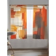 thumbnail image 5 of Sheer Curtains 63 Inch Length 2 Panels Set for Bedroom, Burnt Orange Brown Semi Sheer Curtains for Windows, Farmhouse Ombre Abstract Mottled Art Voile Window Treatments Rod Pocket Curtain, 5 of 7