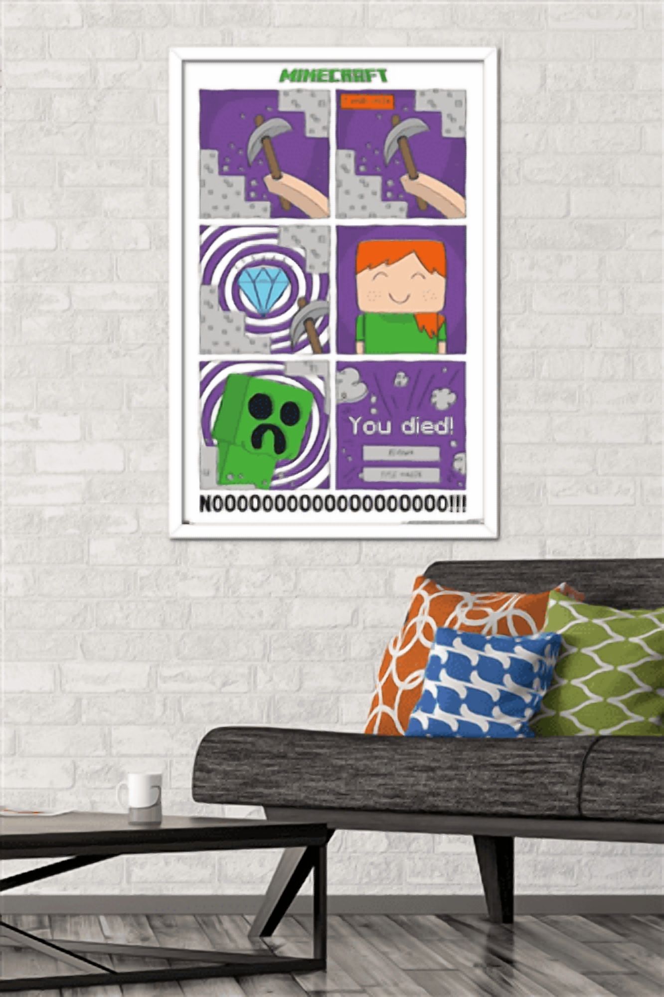Minecraft - Simple Comic Alex Creeper Wall Poster, 22.375" x 34" Framed