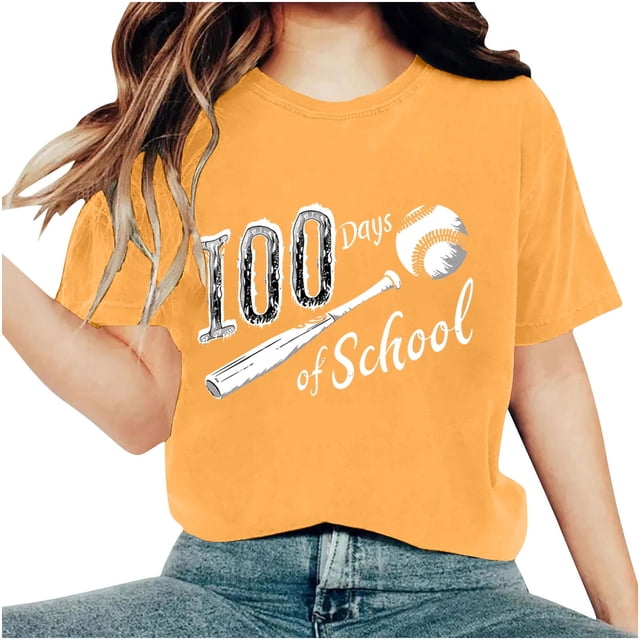 Camisetas de Cuello de Tripulación de Manga Corta para Mujeres Carta Impresa Camiseta 95% Poliéster 5% Spandex, Manga Corta Cuello Redondo Top Casual para Diario
