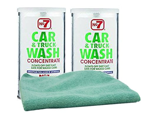 No. 7 Car Wash Concentrated Powder (8 oz.) Bundle with Microfiber Cloth (3 Items)