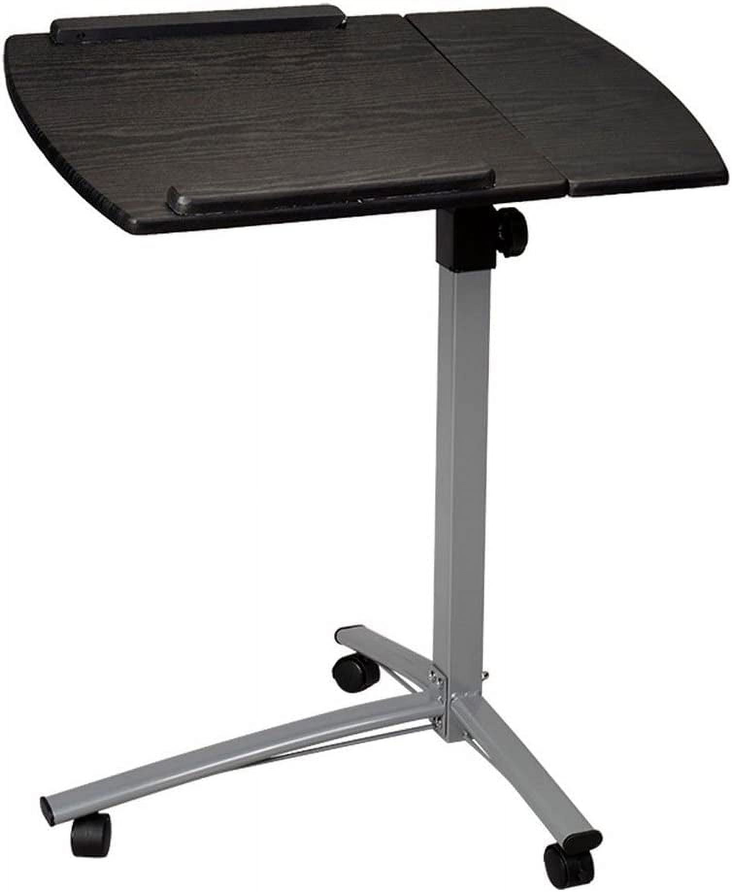 FCH 25.2 Inch Rolling Adjustable Multifunctional Lifting Computer Desk, Tilting Desktop, Sit Stand Laptop Desk TV Tray for Bed Sofa Hospital Reading Eating, Black