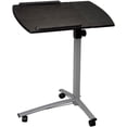 thumbnail image 3 of FCH 25.2 Inch Rolling Adjustable Multifunctional Lifting Computer Desk, Tilting Desktop, Sit Stand Laptop Desk TV Tray for Bed Sofa Hospital Reading Eating, Black, 3 of 18