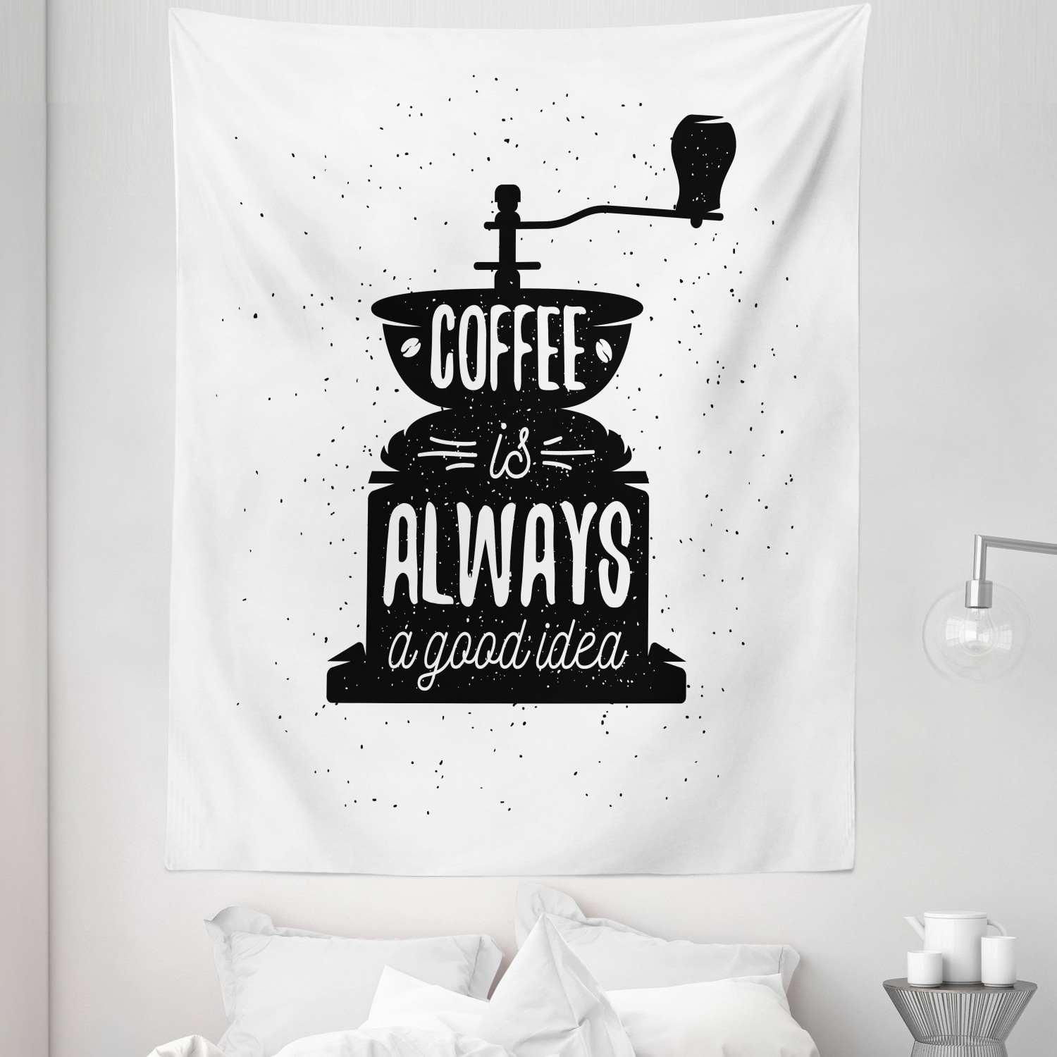 Saying Tapestry, Coffee Maker Silhouette with Coffee is Always an Idea ...