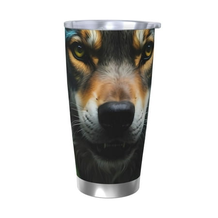 

Tideii Realistic Style Colorful Wolf for 20OZ Car Cup Stainless Steel Cold and Hot Cup with Lid Suitable for Outdoor and Home Unisex-Without Straw