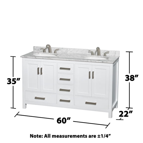Wyndham Collection Sheffield 60" Marble Double Bathroom Vanity in White/Chrome