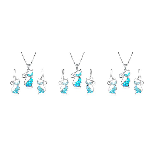 Sonducket Collar gancho pendientes conjunto estético aniversario cumpleaños boda joyería novia hija accesorios azul Type1 NO1
