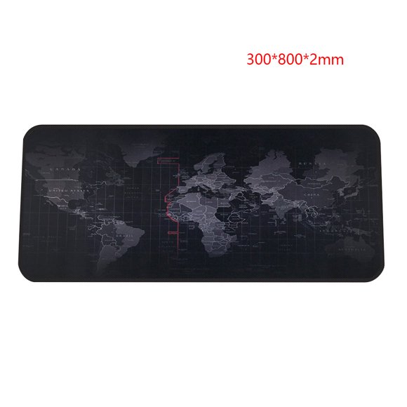 Alfombrilla de ratón de mapa del mundo con borde de bloqueo Alfombrilla de ratón de goma grande Alfombrilla de escritorio para juegos impermeable 300x800x2mm kenally EL1037-02B