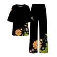 thumbnail image 3 of WCJM Green Summer Outfits For Women 2 Cotton Linen Set Oversized T Shirts Straight Leg Pant Plus Size Tracksuit, 3 of 5