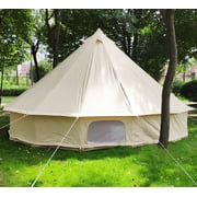 Outdoor Waterproof 4-Season Cotton Canvas Yurt Tent 5M/16.4ft Bell Tent With Stove Hole (Side Wall), For Family Glamping