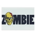 thumbnail image 1 of Zombie Cutting Board, Dead Human Face Caricature Typography Style Monster Theme Illustration, Decorative Tempered Glass Cutting and Serving Board, Large Size, Dark Blue Yellow, by Ambesonne, 1 of 1