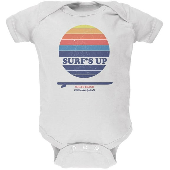 Surf's Up Okinawa Beach Soft Baby One Piece White 9-12 M