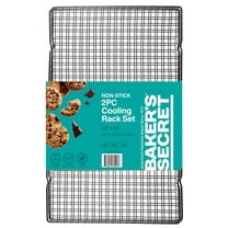 Baker's Secret Nonstick 16" x 10" Stackable Carbon Steel Wire Cooling Racks (2 Count), Black