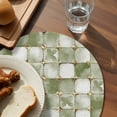 thumbnail image 3 of Sage Green Geometric Round 13 Inch Placemats Set of 8, Modern Abstract Art Botanical HeatResistant Non Slip Place Mats for Dining Table, Wipeable Braided Kitchen Table Mats for Housewarming, 3 of 9