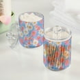 thumbnail image 2 of Yayeee 4 Pack Qtip Holder Bathroom Cotton Swab Canister with Lid Clear Dispenser Set, Pink Daisy, 2 of 6