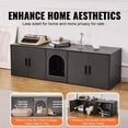 thumbnail image 2 of Cat Litter Box Enclosure for 2 Cats, Wooden Furniture Cabinet with Double Rooms, Black - 57.9"L x 18.3"W x 17.9"H, 2 of 7
