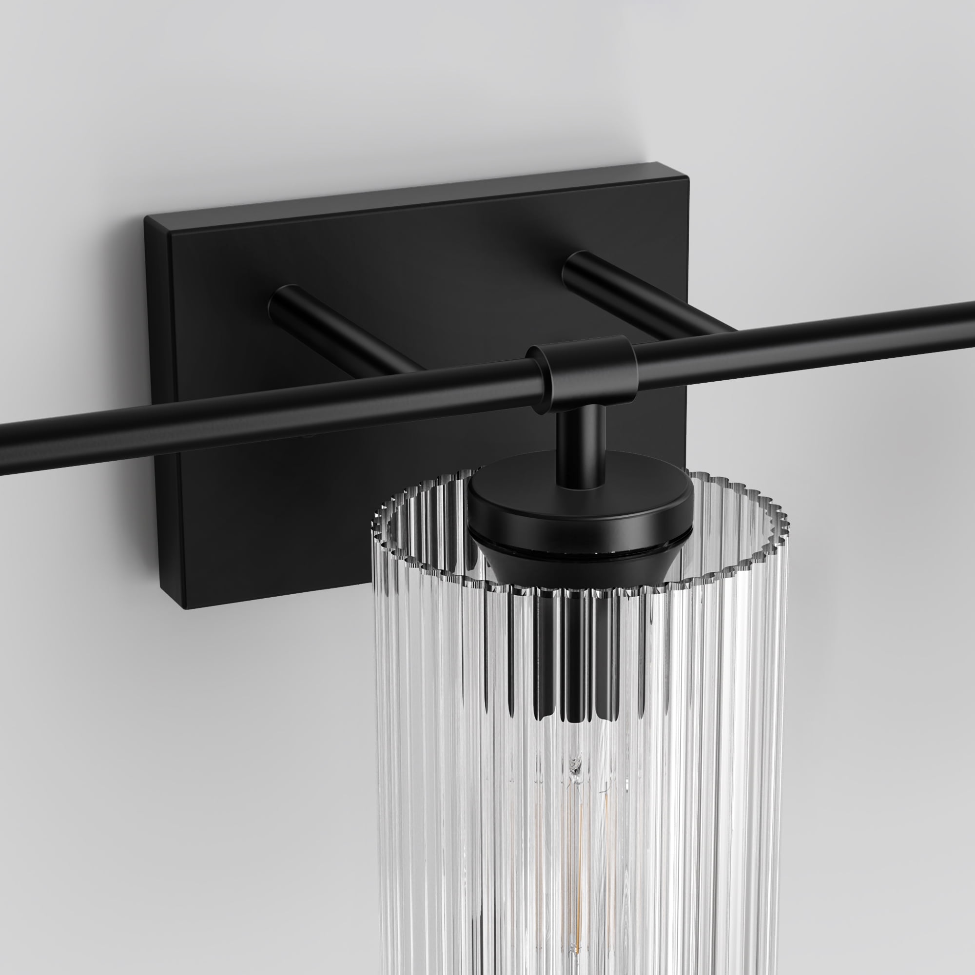 YANSUN 24 in 3-Light Black Vanity Light with White Cylinder Glass Shades for Bathroom, Mirror, Vanity Area
