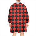 thumbnail image 2 of Red Black Checkerboard Checkered Pattern Wearable Oversized Blanket,Wearable Blanket Hoodie for Adults,Cozy Hooded Blankets with Super Pockets,Super Warm Fuzzy Pullover for Women & Men, 2 of 6