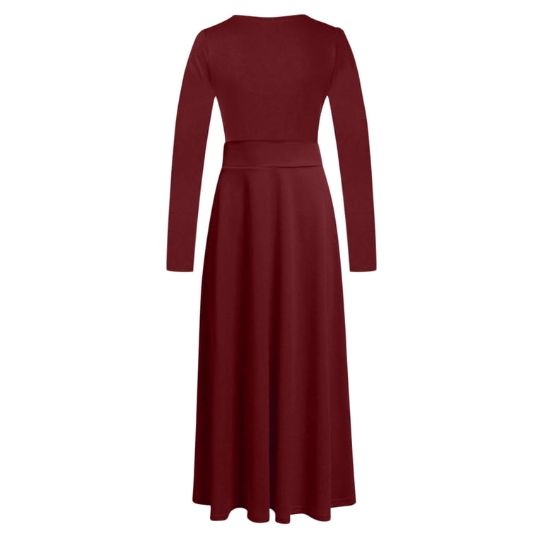 high low empire waist dress V-Neck Long Jersey Prom Dress with Empire Waist Red / Medium main image 1